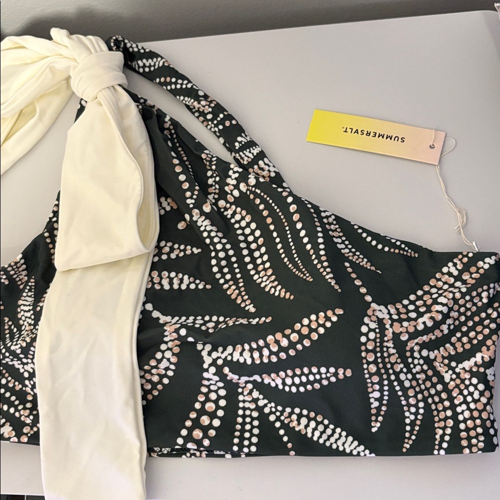 ❌SOLD❌NWT [Summersalt] Bow One-Shoulder Sidestroke Swimsuit Swim Top Women’s 10 - Picture 4 of 12